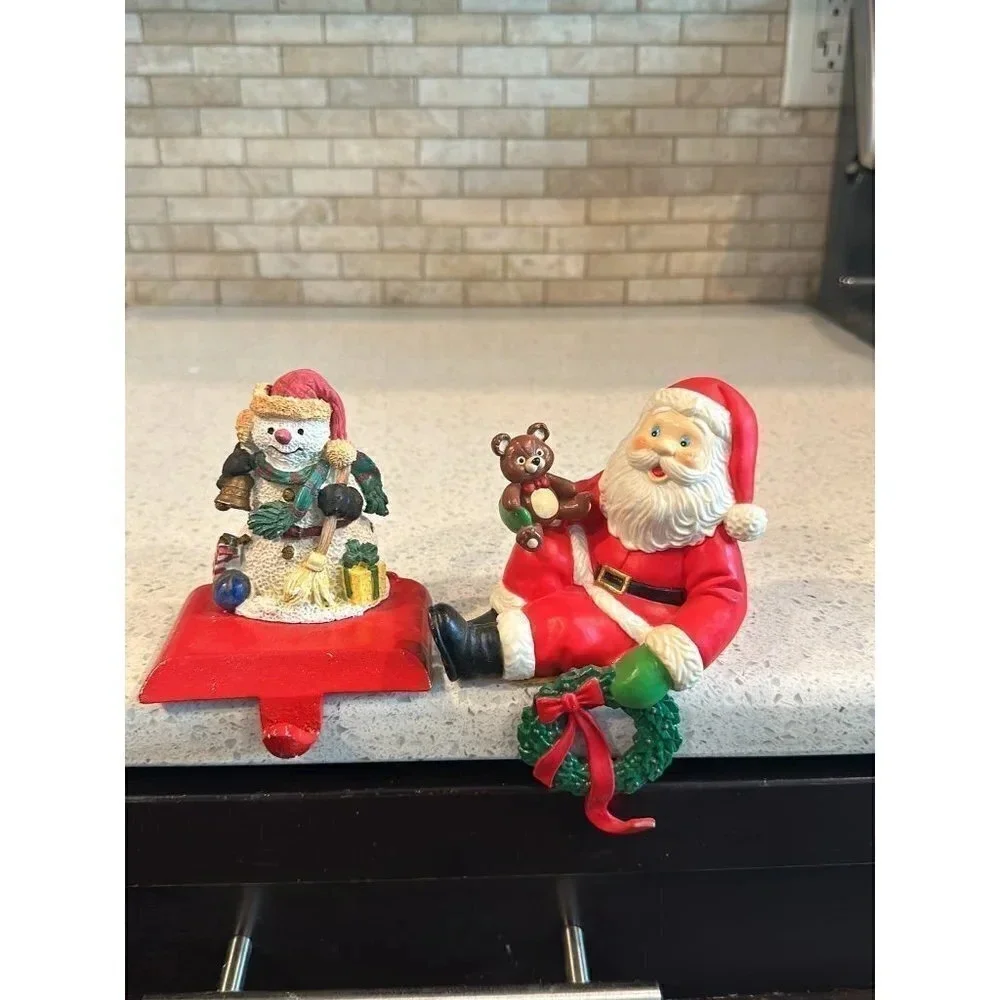 Vintage Stocking Hangers‎ – Snowman and Santa   Bn